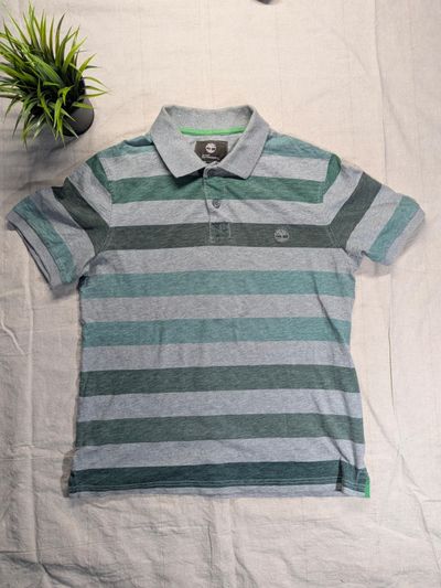 Timberland Striped Polo Shirt Green Grey